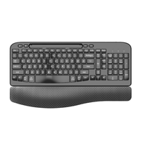 Nouveau clavier de bureau USB ergonomique sans fil 2,4 GHz à 107 touches, rétroéclairé LED, noir, à membrane, avec pavé numérique intégré et réglable