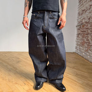 <span class=keywords><strong>Jeans</strong></span> Baggy Indigo Personalizzati da 14oz in Denim Grezzo Selvedge di Alta Qualità, Modello Bootcut Svasato per <span class=keywords><strong>Uomo</strong></span> - Product Image 1