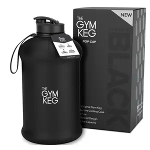 Halbe Gallone 2,2 l Wasser flasche mit Hülse und Stroh deckel BPA-freie große Wasser flasche 74oz Sport wasser flaschen krug mit Griff