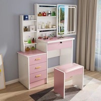 Table de maquillage portable en bois moderne de luxe avec miroir, éclairage LED et tiroirs pour la maison, le bureau et la salle de maquillage