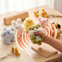 Porte-clés en peluche sonore mignon et moelleux de 10 cm, breloque animale sonore à presser, pendentif de sac avec compartiment de rangement dissimulé, décoration de sac, cadeau