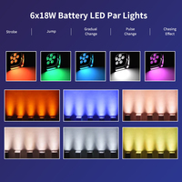 Lampu Par Panggung AICPOSE Mixture 6x18w LED Baterai Uplights Rgbwa UV 6in1 Nirkabel Dmx