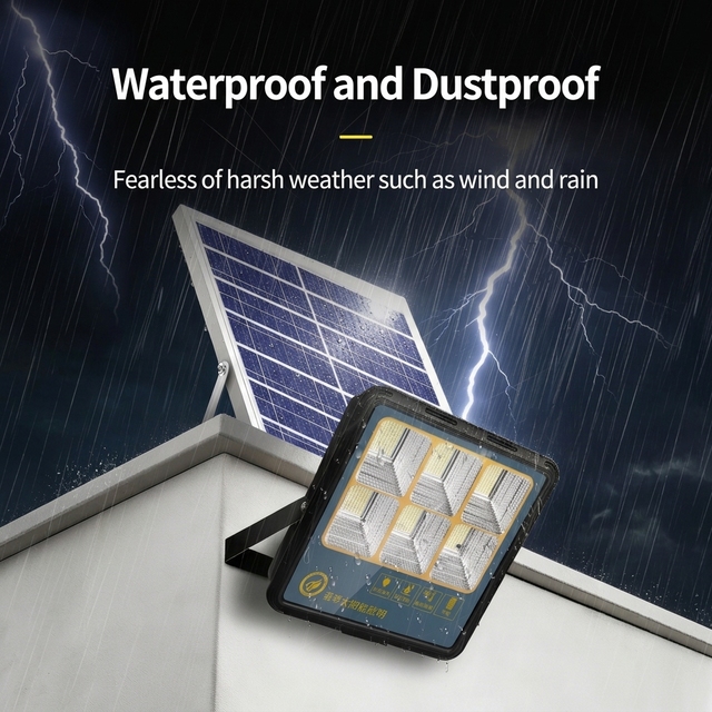Solar LED Flood Light IP67 Waterproof Aluminum Remote Control Light Sensor Timer Motion Sensor 5m Cable for Outdoor Garden