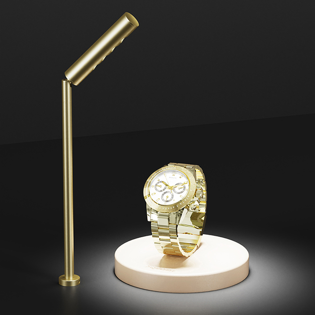 TRI-1578-008 Rotating LED Jewelry Showcase Light Jewelry Showcases Led Lights CRI 90 Gold Silver Black Finish Led showcase Light