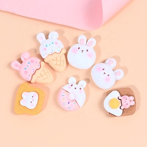 100 PIÈCES/SAC XINGROU Breloques en résine Lapin rose, Crème glacée, Donut, Œuf, Pain grillé pour Slime, Coques de téléphone, Artisanat, DIY - Product Image 4