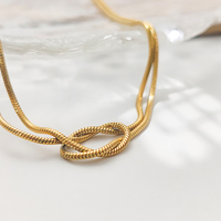 eManco 10PCS Collier délicat en acier inoxydable avec chaîne serpent et nœud, style minimaliste doré, pour femme, idéal pour le quotidien et les tenues de rendez-vous
