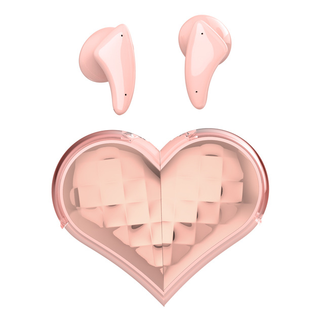 Tws Valentine'S Day Pink Couples Girl Friend Lover Gift Headset Rotation Mini Love Heart Shape Wireless Blue Tooth Earphone