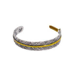 <b>Feather</b> <b>Cuff</b> Bracelet Tibetan Silver Two-Tone Unisex Jewelry - Product Image 5