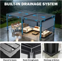 Pergola motorisée en aluminium à lames orientables 12x20 avec éclairage LED solaire, écrans d'intimité, toit réglable, abri de terrasse résistant aux intempéries
