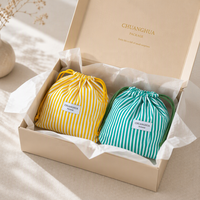 Pochette cosmétique rayée à cordon de serrage, pochette à maquillage en toile, organiseur de toilette, sac de rangement de voyage, sac de toilette portable pour femmes et filles