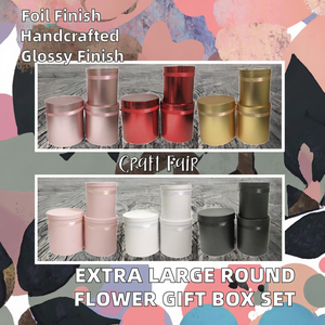 Boîte cylindrique ronde empilable pour chapeaux floraux, boîte en papier finition métallique avec bande en satin pour emballage cadeau floral de fêtes - Product Image 2