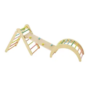 مجموعة منتجات مونتيسوري 3 في 1 تصلح لتسلق منحدرات الشكل مثلث القوس للأطفال الصغار ألعاب خشبية للأطفال ألعاب التسلق في الصالة الرياضية