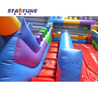 Château gonflable commercial avec toboggan et blocs de construction, avec souffleur, pour enfants et adultes, à vendre