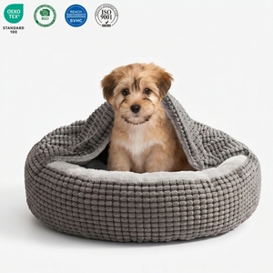 Cama para mascotas con capucha antiansiedad acogedora de alta calidad cama cueva calmante para perros pequeños sofá malo - Product Image 1