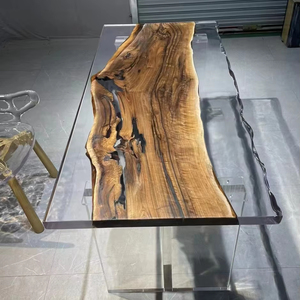 Thiết kế hiện đại sông bảng <span class=keywords><strong>Top</strong></span> rắn gỗ bàn ăn với nhựa Epoxy kết thúc recina epoxica mesas cho mesas nhựa Epoxy - Product Image 1