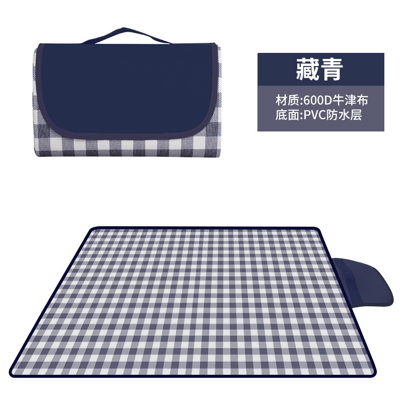 Navy blue checkered Oxford cloth