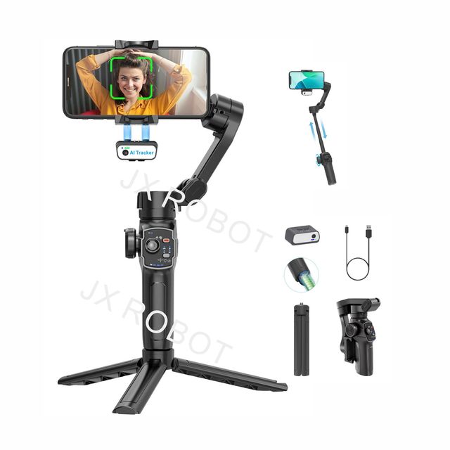 High Quality 3 for Handheld Action Camera Video Gimbal Stabilizer Ai Auto Face Tracking Selfie Stick Tripod Mobile Phone