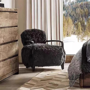 Chaise longue en bois massif de style moderne Chaise de canapé simple en tissu au <span class=keywords><strong>design</strong></span> minimaliste <span class=keywords><strong>Fauteuil</strong></span> de salon de luxe avec <span class=keywords><strong>repose</strong></span>-pieds - Product Image 5