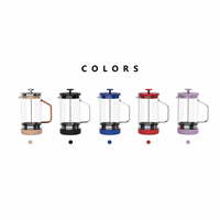 Cafetière à piston en verre borosilicate de 34 oz (1000 ml) avec filtre amovible en acier inoxydable, base en silicone, logo personnalisé