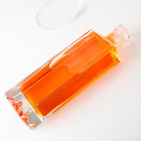 Bouteille d'alcool carrée plate de 500 ml avec bouchon en verre Bouteilles en verre 1 L pour whisky spiritueux