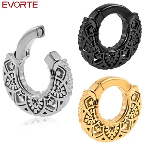 Evorte 10pcs Stainless Steel Round Flowers Ear Weights Hanger Plug Tunnel Body Jewelry Piercing 6mm 2g Ear Gauges Expander
