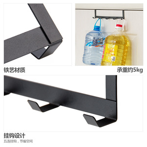 Over Door Rack 5 <b>Hook</b> <b>Black</b> Clothes Organizer Storage Hanger Bedroom Closet Use - Product Image 4