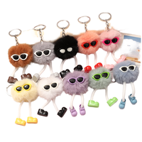 Porte-clés en peluche mignon et lumineux pour sacs à main et sacs à dos pour femmes, pendentif rond moelleux Kawaii durable, cadeau pour filles, accessoires de sac