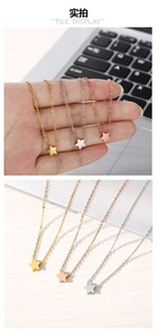 Fashion Stainless Steel 18k Gold Silver Rose Gold Plated <strong>Star</strong> Pendant with Fine <strong>Italian</strong> Chains Necklaces for Women Wholesale - Product Image 6