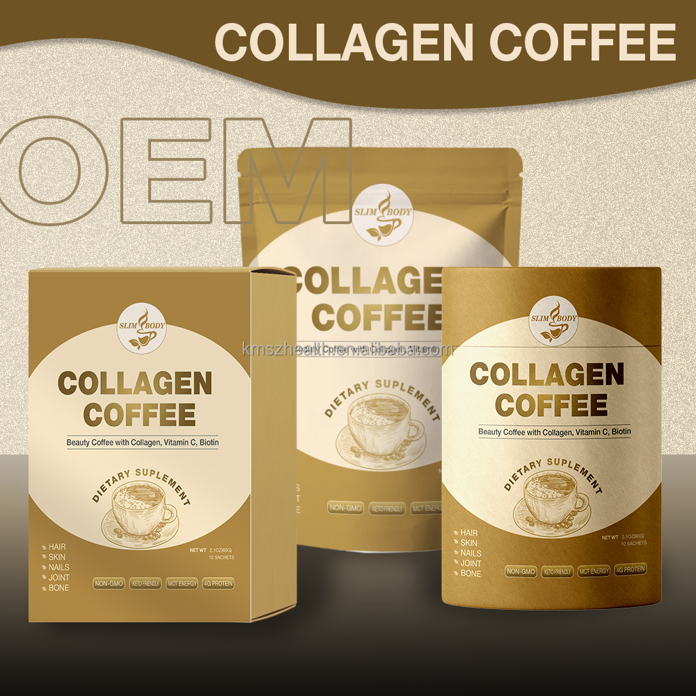 Customized Packing Skin lightening Protein Coffee Natural Herbal antioxidant firming Anti-aging whitening collagen coffee