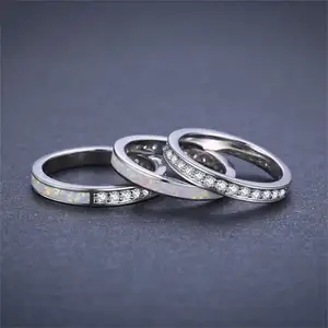 Wholesale OEM/ODM Custom Size 925 Sterling Silver Cubic Zirconia Opal Ring