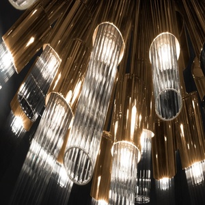 Suspension <span class=keywords><strong>satellite</strong></span> en tube de verre de luxe personnalisée grand lustre doré éclairage pour villa salon chambre maison - Product Image 5