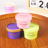 Magasins jetables personnalisés, magasins de crème glacée Gobelets en papier de crème glacée Gobelets en papier de crème glacée au chocolat avec logo personnalisable