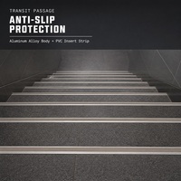Profilé de protection antidérapant en aluminium pour escaliers avec insert en PVC, résistant à l'usure, pour la rénovation des marches en bois, pierre et carrelage