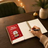 Carnet de Noël A5, 80 feuilles, 80 g/m², ligné, quadrillé, spirale, 9 motifs Père Noël, papeterie scolaire pour étudiants, vente en gros