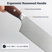 Couteau de cuisine chinois en acier inoxydable 5Cr15 personnalisé, manche en bois massif, 30,5 cm, pour couper la viande, les légumes et les os