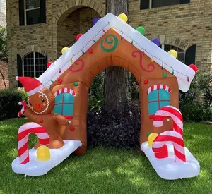 Gingerbread Archway Liburan Dekorasi Lengkungan Cahaya Dekoratif Luar Ruangan Natal Dekorasi Tiup