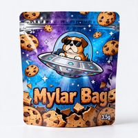 Sachet Mylar Doypack refermable anti-odeur avec fermeture éclair, personnalisé avec logo holographique découpé, pour aliments et herbes, 3.5g 7g