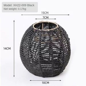 Lámpara de araña tejida de papel rectangular hecha a mano, decoración creativa de iluminación de viento para jardín, pantalla tejida de papel de viento con borde cruzado - Product Image 5