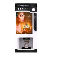 Machine à Café Distributrice Entièrement Automatique Commerciale à Monnayeur Instantanée et Chaude avec Distributeur de Gobelets Automatique en Gros