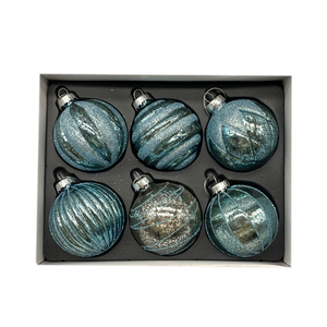 Set di 6 Pezzi Soffiato disegno A Colori o il modello di palla 6 centimetri stile Europeo e Americano di <span class=keywords><strong>Natale</strong></span> albero Di <span class=keywords><strong>Natale</strong></span> decorazione - Product Image 1