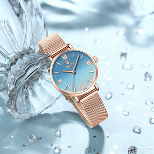 Reloj de Pulsera de Cuarzo para Mujer, Modelo 2563, de Lujo, con Esfera de Color Degradado, Resistente al Agua 3BAR, Aleación de Acero Inoxidable, Logotipo Personalizable, Clásico - Product Image 4