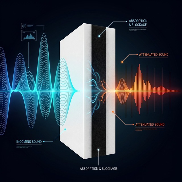 Melamine Foam Acoustic Panel with Center Damping Layer for EV Noise Insulation