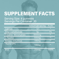 Gommes monohydrate de créatine 5g pour augmenter la force et le muscle sans sucre pré-entraînement de marque privée OEM