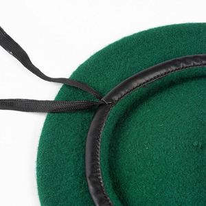 Spring Autumn Winter Large Head Size Wool Beret Training Security Guard <b>Hat</b> PU Leather Binding Beret <b>Hat</b> - Product Image 5