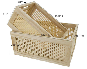 Lưu Trữ Giỏ <span class=keywords><strong>Handmade</strong></span> Tre Tự Nhiên Dệt Lưu Trữ Bin Với Khung Gỗ Xử Lý Trang Trí Wicker Hộp - Product Image 2