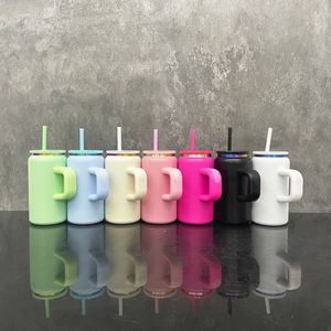 Taza de Acero Inoxidable de 16 oz con Diseño de Arcoíris, Asa Extraíble y Pajita, Grabado Láser - Product Image 1