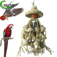 Jouets d'oiseaux bois naturel maïs tressé jouet de recherche de nourriture pour perroquet perroquet perruche Finch ara