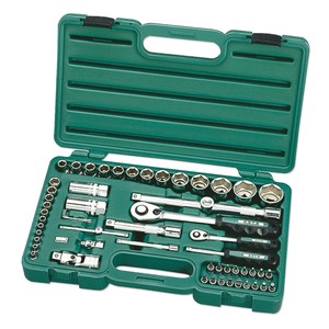 Jeu de clés à douilles de 56 pièces avec douilles de 1/4" et 1/2", kit d'outils professionnel pour mécaniciens - Product Image 1