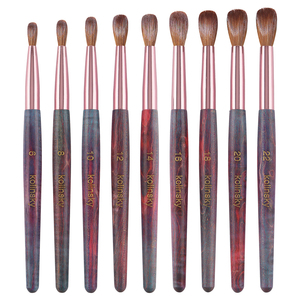 Ensemble de pinceaux à ongles en acrylique Kolinsky de qualité salon, 9 tailles, manche en bois marbré coloré pour la manucure artistique - Product Image 3