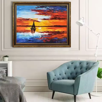 Peinture à l'huile abstraite impressionniste de coucher de soleil de haute qualité, peinte à la main, sur toile, 40x60cm, pour la décoration murale du salon